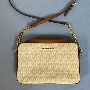 Michael Kors Tan and Cream Crossbody Bag